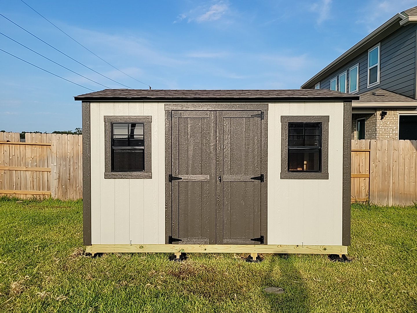 Front view of 8 x 12 storage shed in Katy